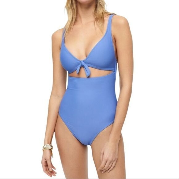 J. Crew Tie-front Cutout One-piece Swimsuit Size 16 NWT - Picture 2 of 7